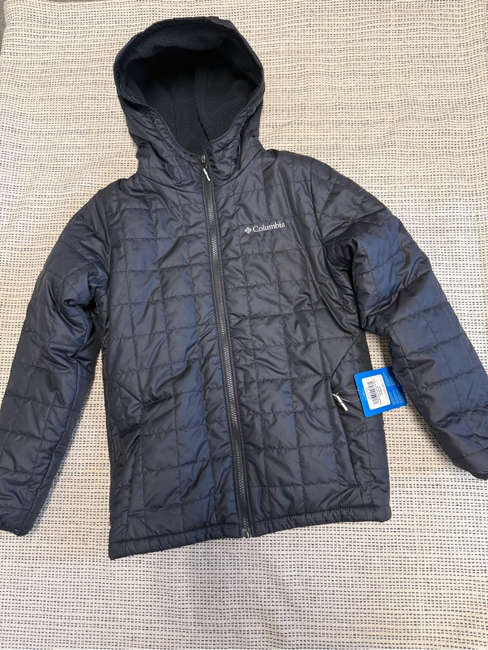 Columbia Kids Black Quilted Hooded Rugged Ridge Sherpa Lined Jacket